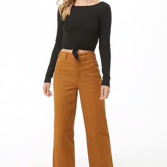 Sweater knit crop top tie long sleeve - Picture 3 of 4